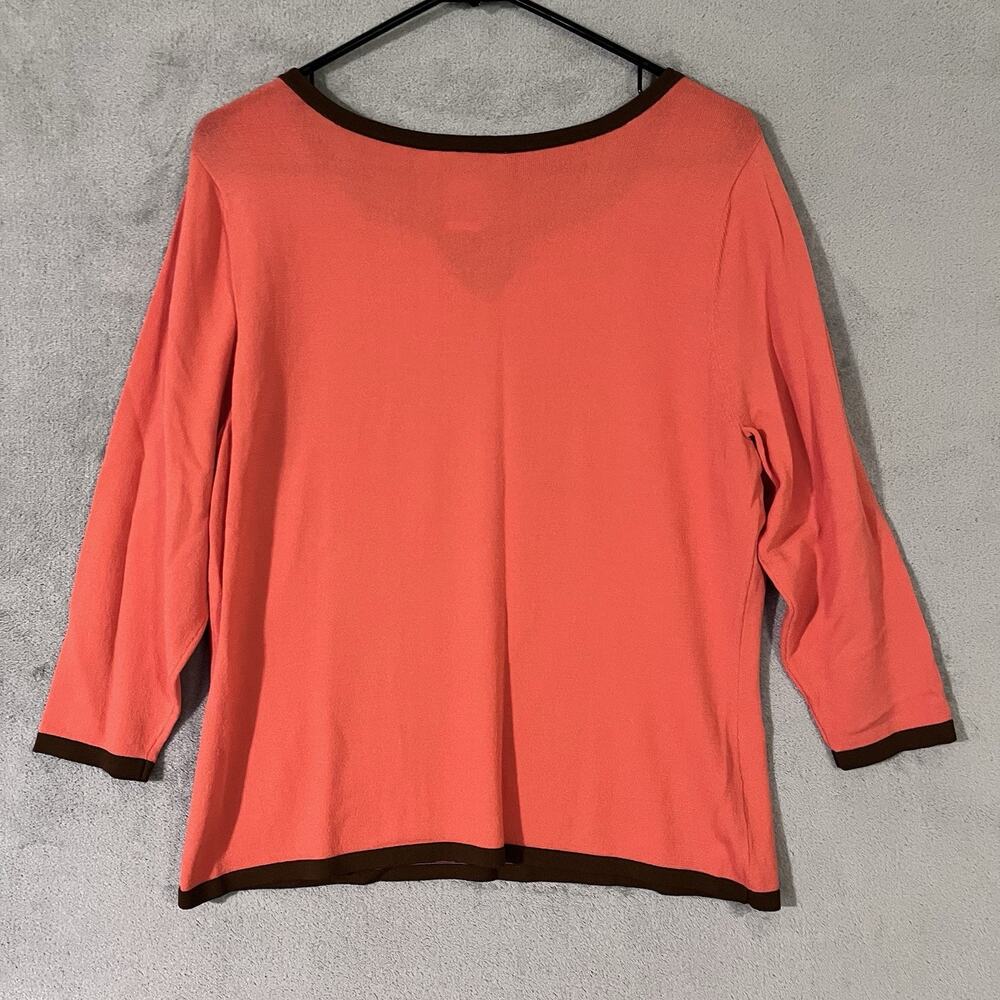 Bob Mackie Top Pumpkin Orange Brown Beaded Trim Womens Large - Picture 6 of 7